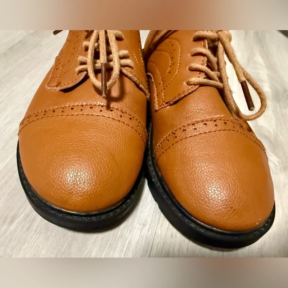 Boys Brown Leather Dress Shoes Sz 31 Lace Up Oxford Formal wedding church